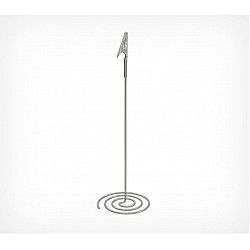 Chrómový  držiak cenovky s klipom a špirálovou základňou